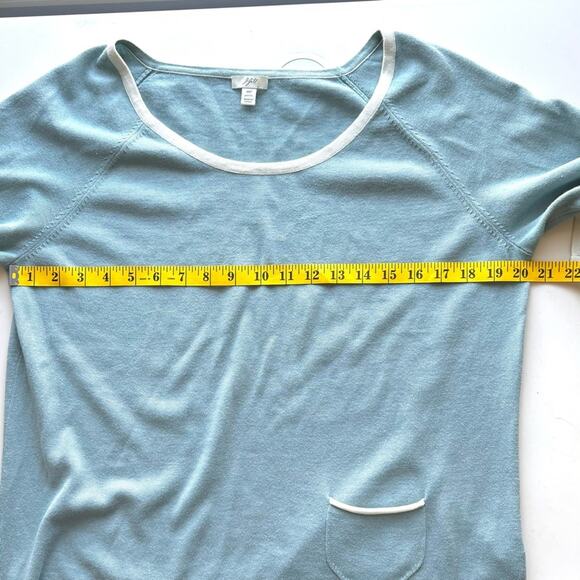 J Jill Aqua Blue Sweater Drawstring Pullover Vintage Crew Neck, Size MP - Picture 6 of 7